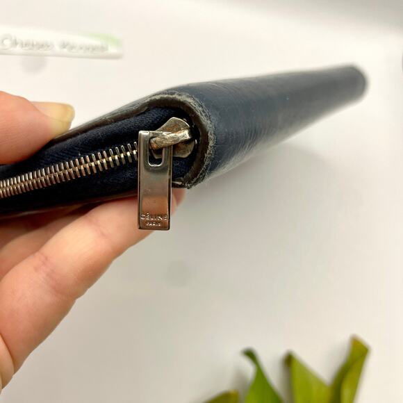 Celine Large Zip Around Wallet Multifuction Grained Calfskin Navy Blue - Picture 6 of 16